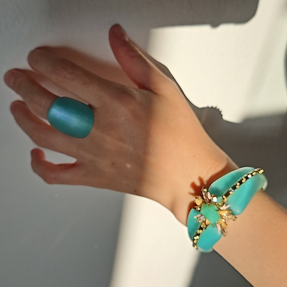 NWT Bracelet + ring gold plated, semi-precious stones - Picture 8 of 8